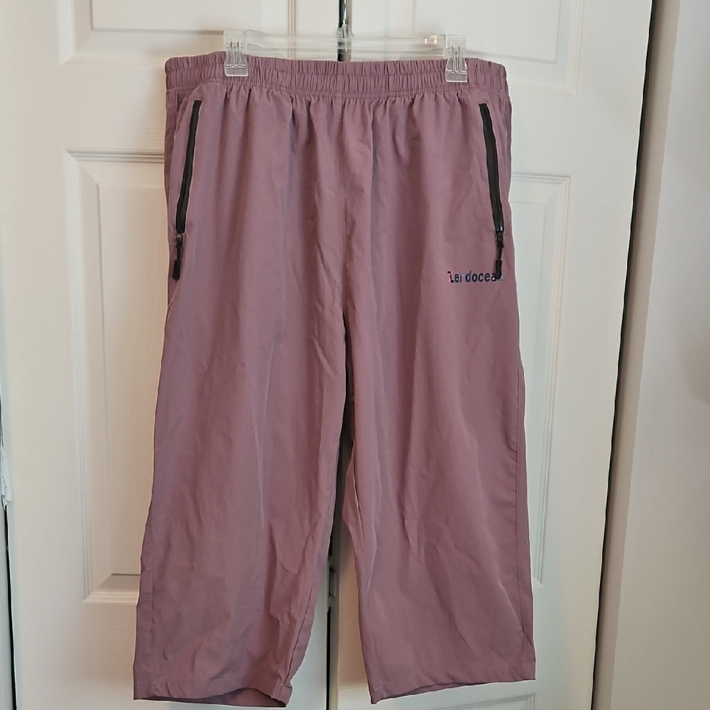 Purple Cropped Ankle Pants Relaxed Fit